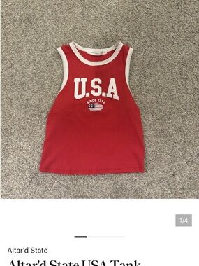 Altar'd State Red Tank Top with White USA Graphic